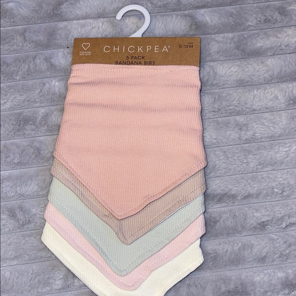 Chick Pea Bandana Bibs - Pink, Gray, Cream